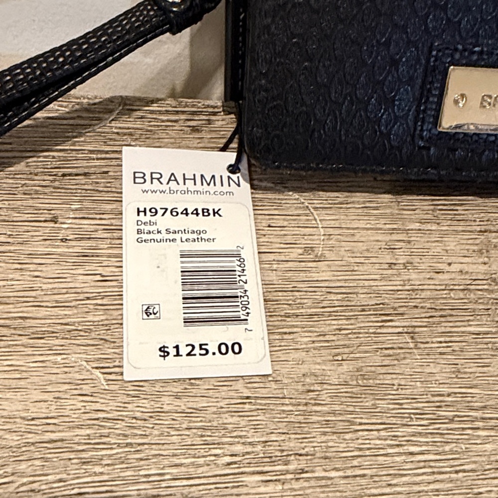Brahmin Black Embossed Wristlet - Picture 2 of 5